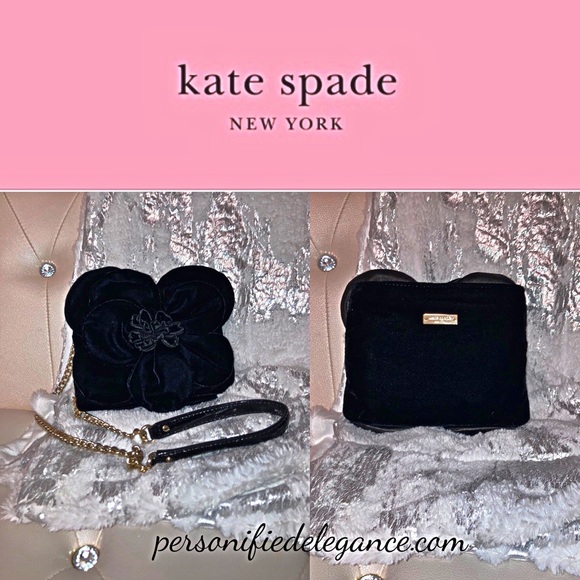Kate Spade Deluxe Plush Skipper Black Velvet Chain Crossbody Bag - Picture 14 of 14
